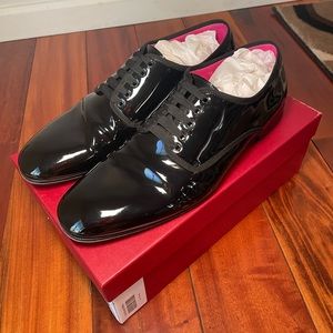 Salvatore Ferragamo Men’s Shoe Size 12 E Black Patten Leather Tie Up Worn Once